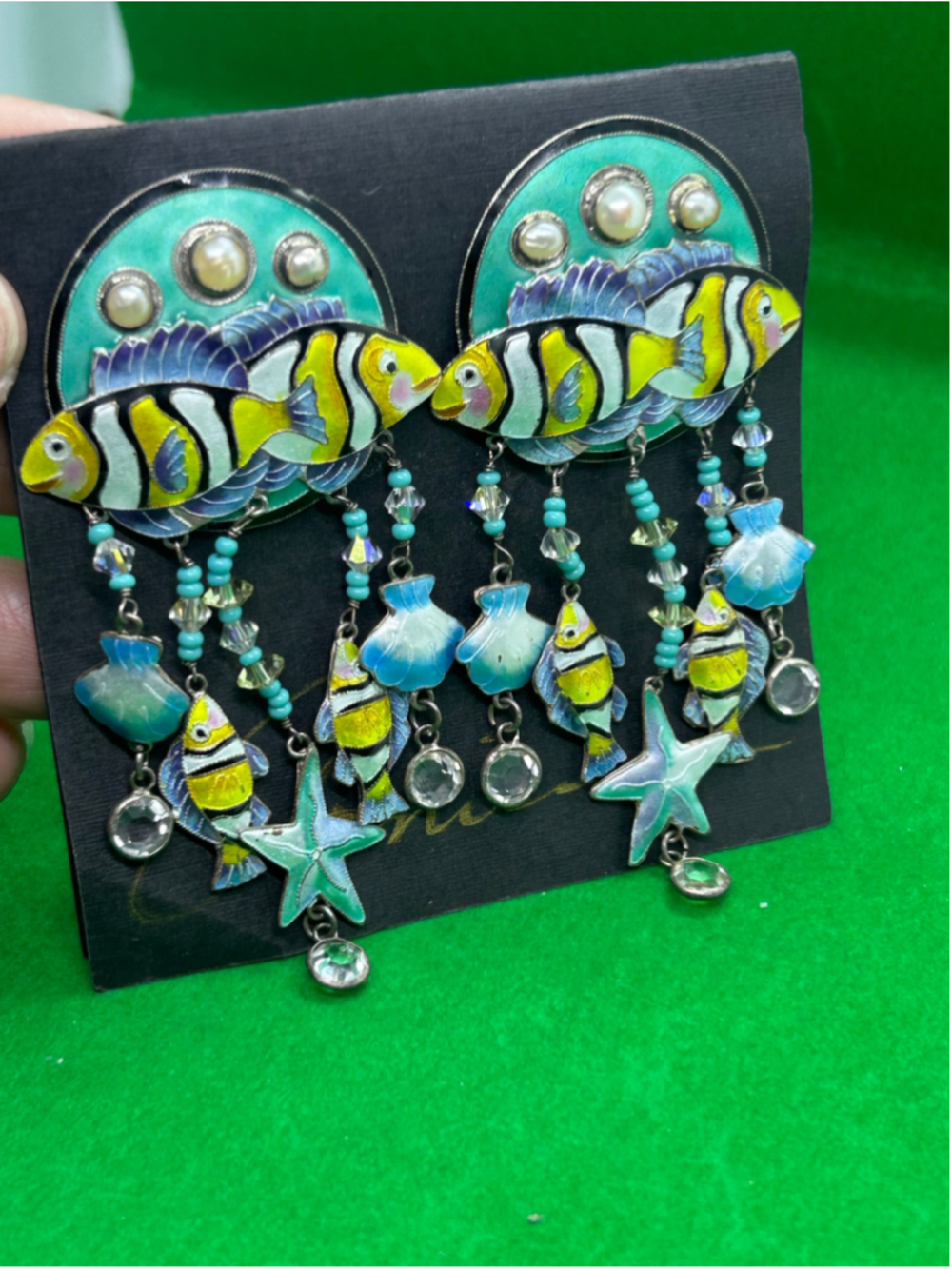 Women's Unbranded Tropical Fish Dangle Earrings, One Size, Turquoise Yellow